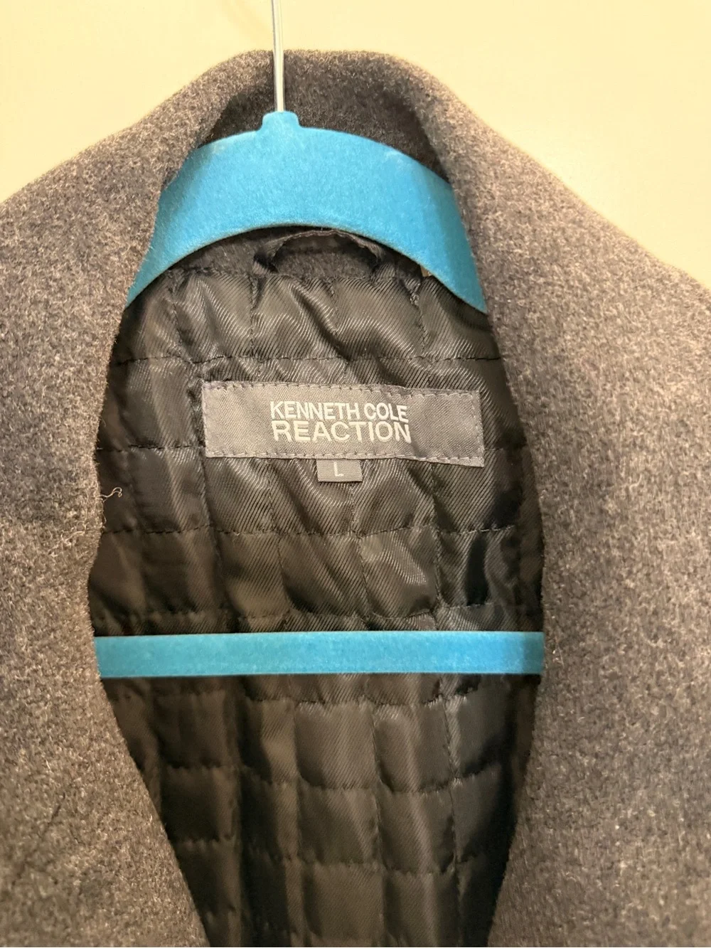 Kenneth Cole Gray Double-Breasted Wool Peacoat
